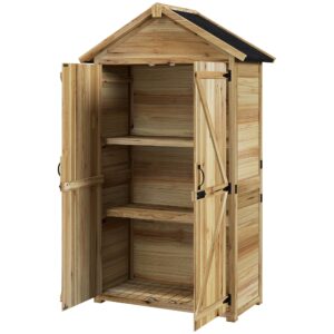Garden house haveskur haveskab, vejrbestandigt, vintage design, 102 cm x 54 cm x 177 cm, naturlig