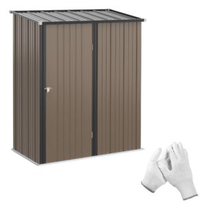 Redskabsskur 1,34 mÂ² redskabsskab med hultag, aflåseligt haveskur af galvaniseret stål 161,5 x 94,5 x 196 cm brun