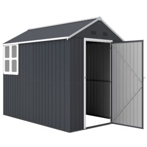 Haveskur, metalredskabsskur, dobbeltdør, vindue, 259x172x222 cm, grå/hvid