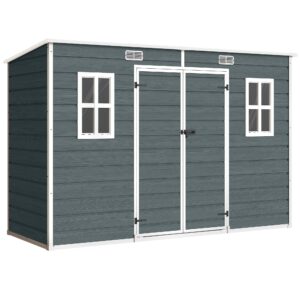 Haveskur 3,2mÂ², redskabsskur med luttag, 303x123x197cm med vindue, aflåselig dør, ventilationsåbning, gulv