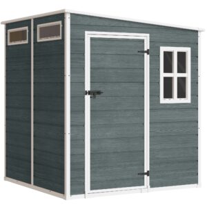 Haveskur 2,89 m², redskabsskur i trælook, 3 vinduer, ventilation, gulv, lås, handsker, 182 x 182 x 196 cm