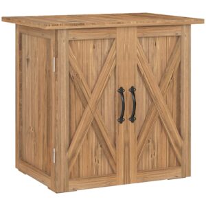 Haveskur, dobbeltdøre, magnetlukning, naturtræ, 77B x 55D x 72H cm, brun