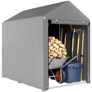 Haveskur, opbevaringstelt, robust og vejrbestandigt, stålramme, 1,2x1,8x1,6m, lysegrå