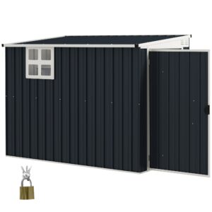 Haveskur, redskabsskur til haveredskaber, vinduer, ventilationsåbninger, aflåselig, stål, mørkegrå